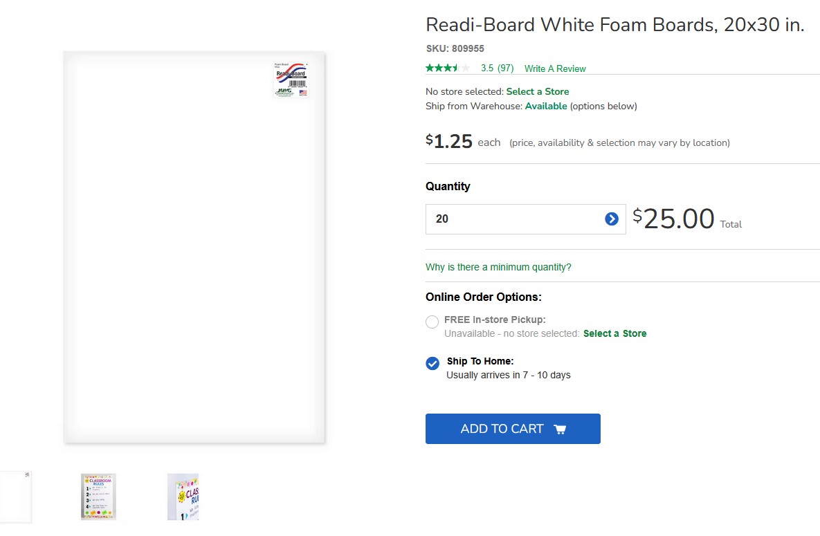 Readi-Board White Foam Boards