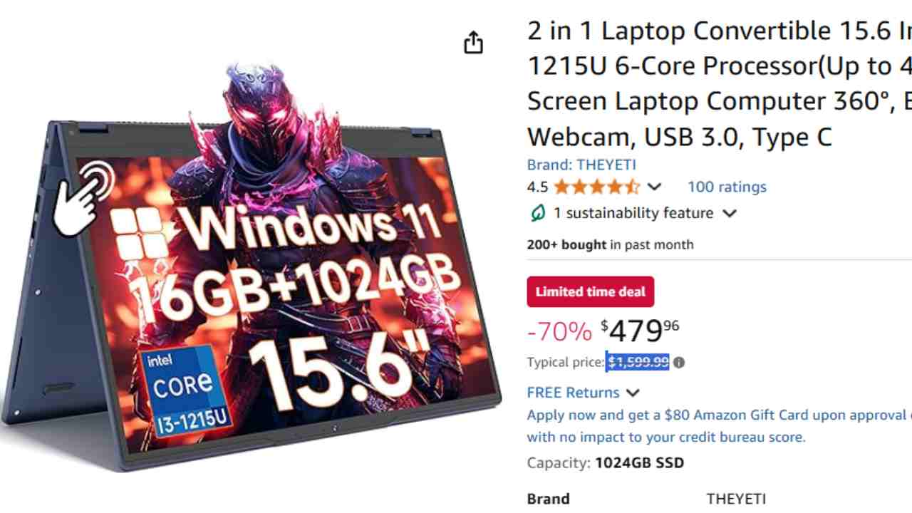 Today's deal at Amazon, 2 in 1 laptop convertible